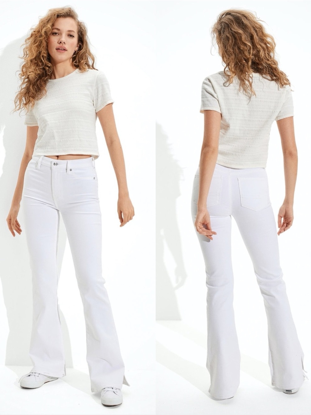 AMERICAN EAGLE Super High
Rise Flare Jean In White